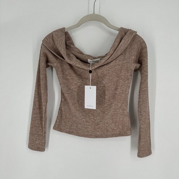 Lovers and friends shirt  women’s xs brown cowl ribbed summer fitted going out - Picture 1 of 5